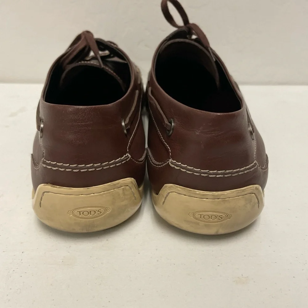 TOD’S Made in Italy Square Toe Boat Shoe in Brown Leather Size 13 $695